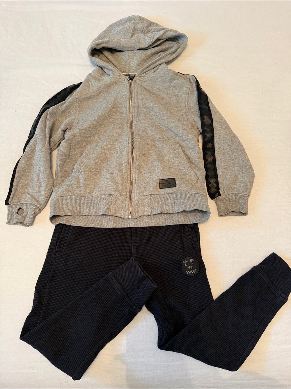Munster Grey Zip Hoodie with Black Trim and Black Joggers Set